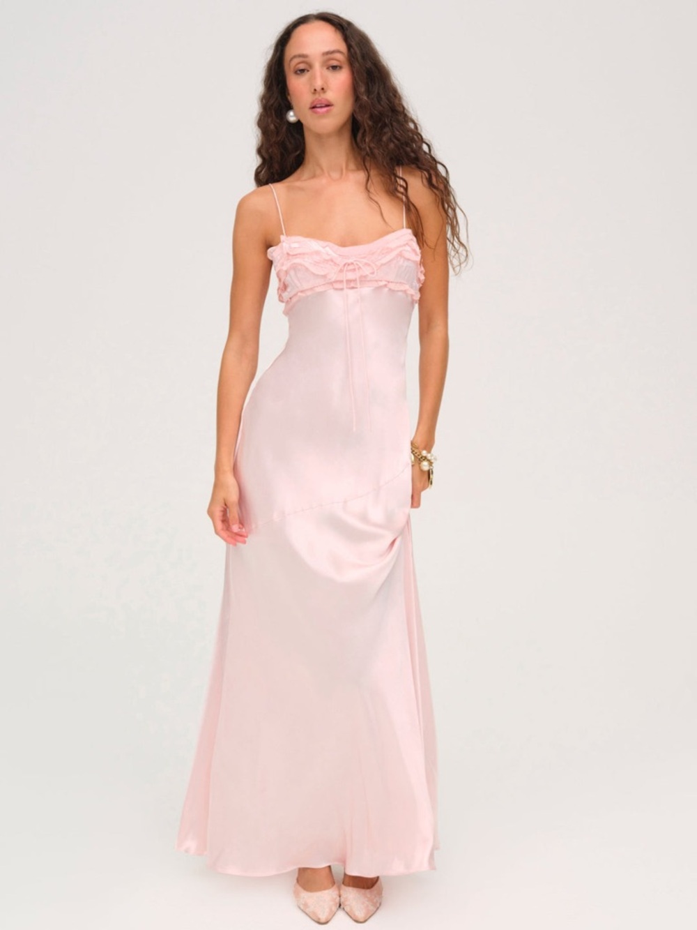 For Love and Lemons Natalie Maxi Dress in Pink Size Small